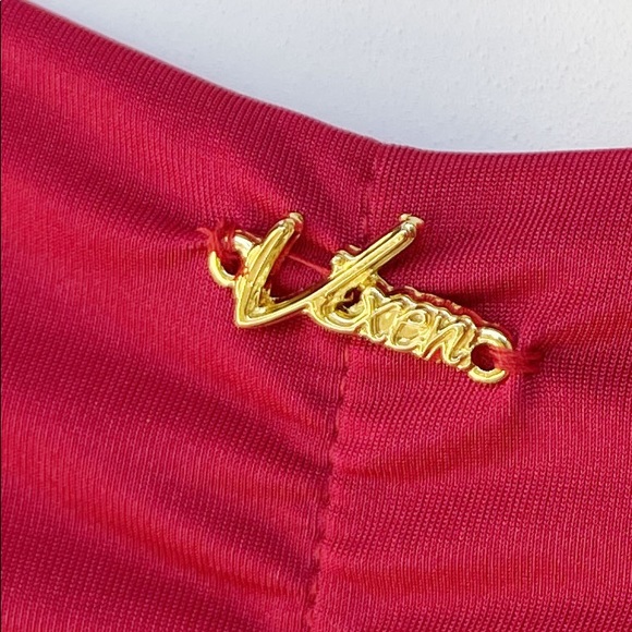 Red Dazzling Scrunch Bikini Bottom with Crystals - Picture 3 of 11